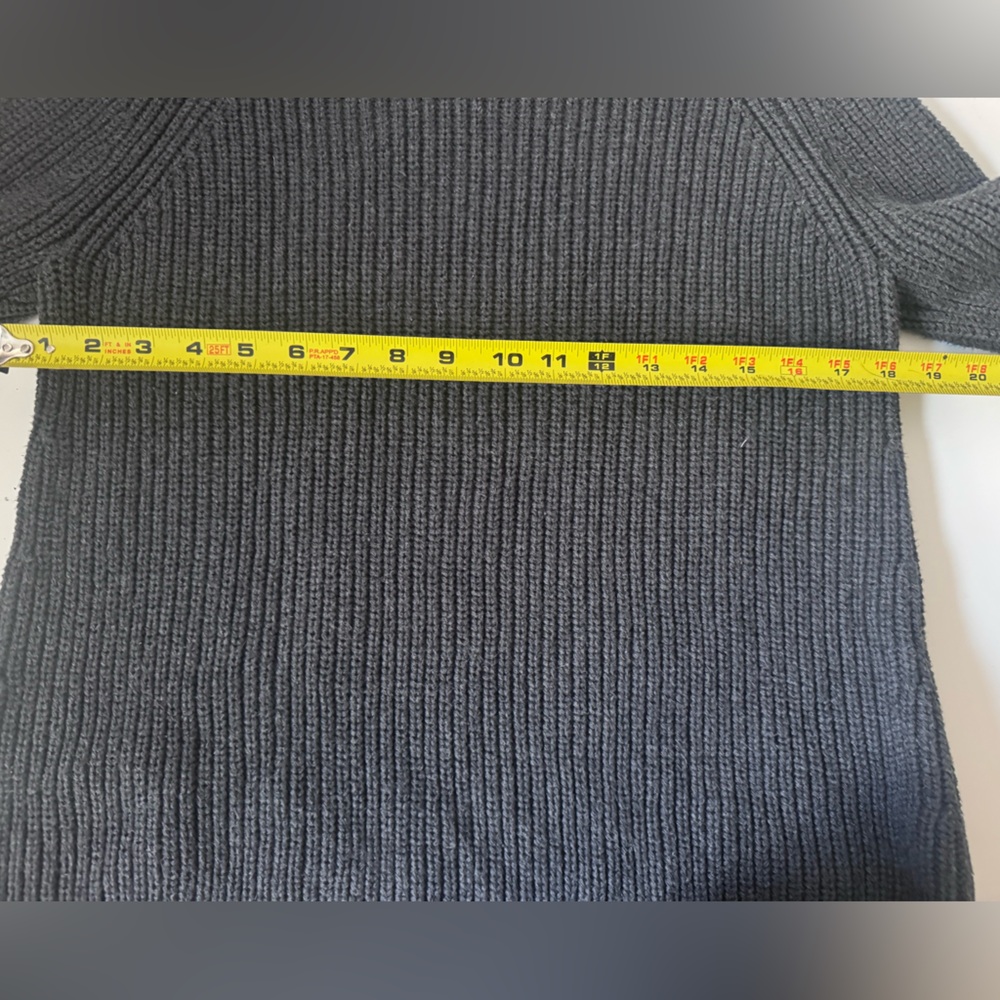 Quince Organic Cotton Gray Sweater Chunky Fisherman Crew Rib Ribbed Knit Size M - Picture 9 of 12